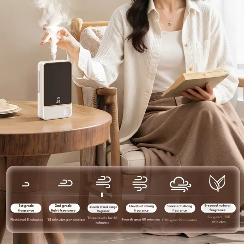 Diffuseur d'huiles essentielles portable rechargeable avec minuterie, purificateur d'air pour voiture, maison, salon, salle de bain