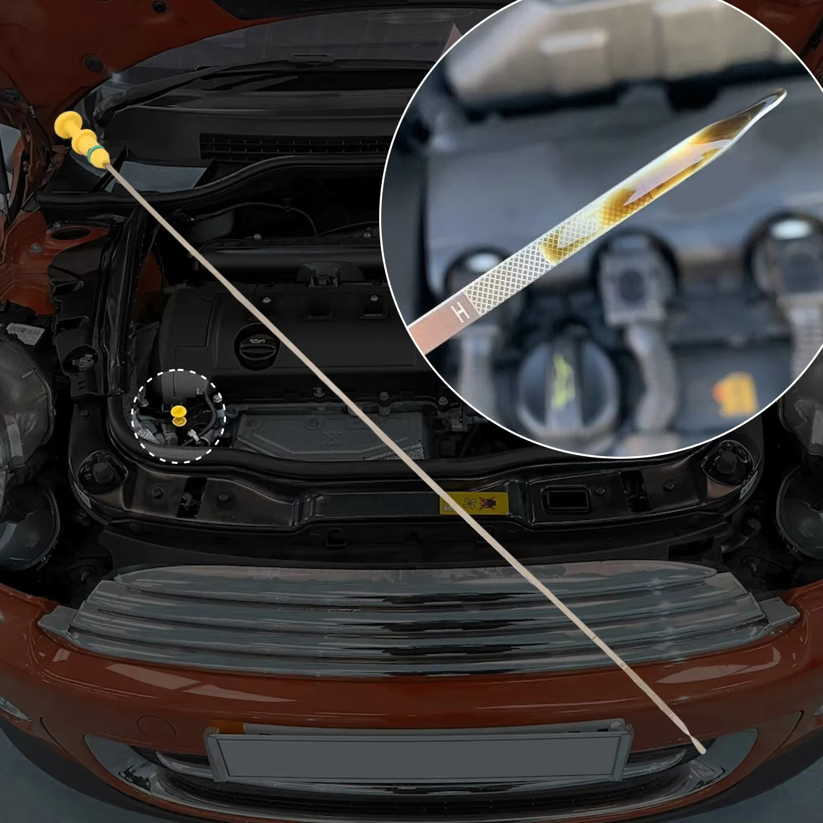 Jauge de niveau d'huile, jauge d'huile moteur 9812767180 11437585970 pour Mini Cooper R55 R56 R57 R58 R59 R60 R61 N12 N14 N18