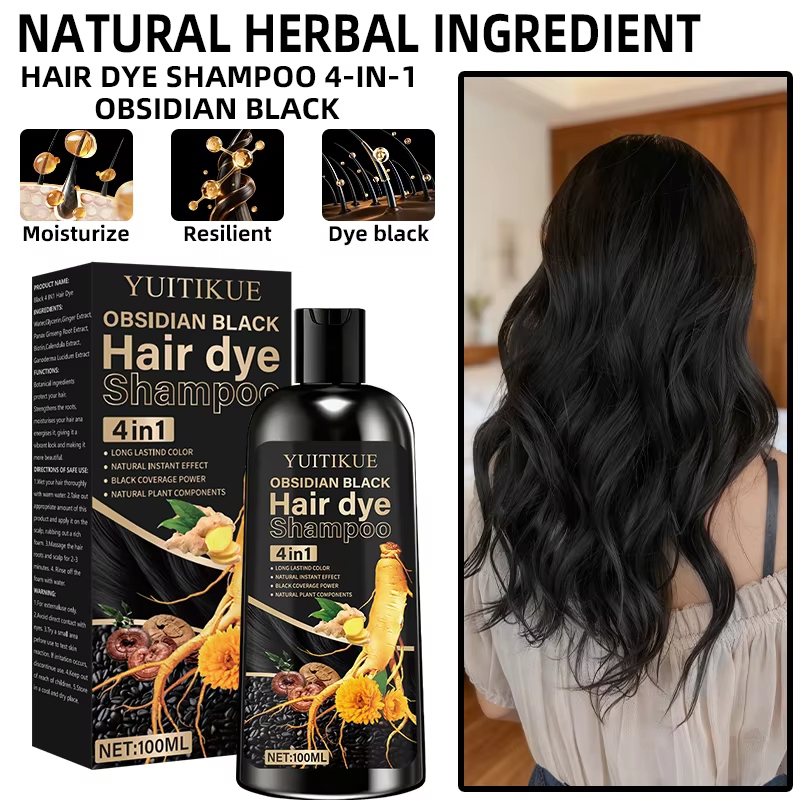 Shampoing colorant capillaire noir obsidienne 4 en 1