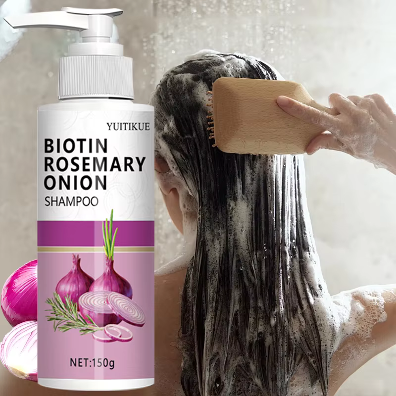 Shampoing à l'oignon au romarin et à la biotine