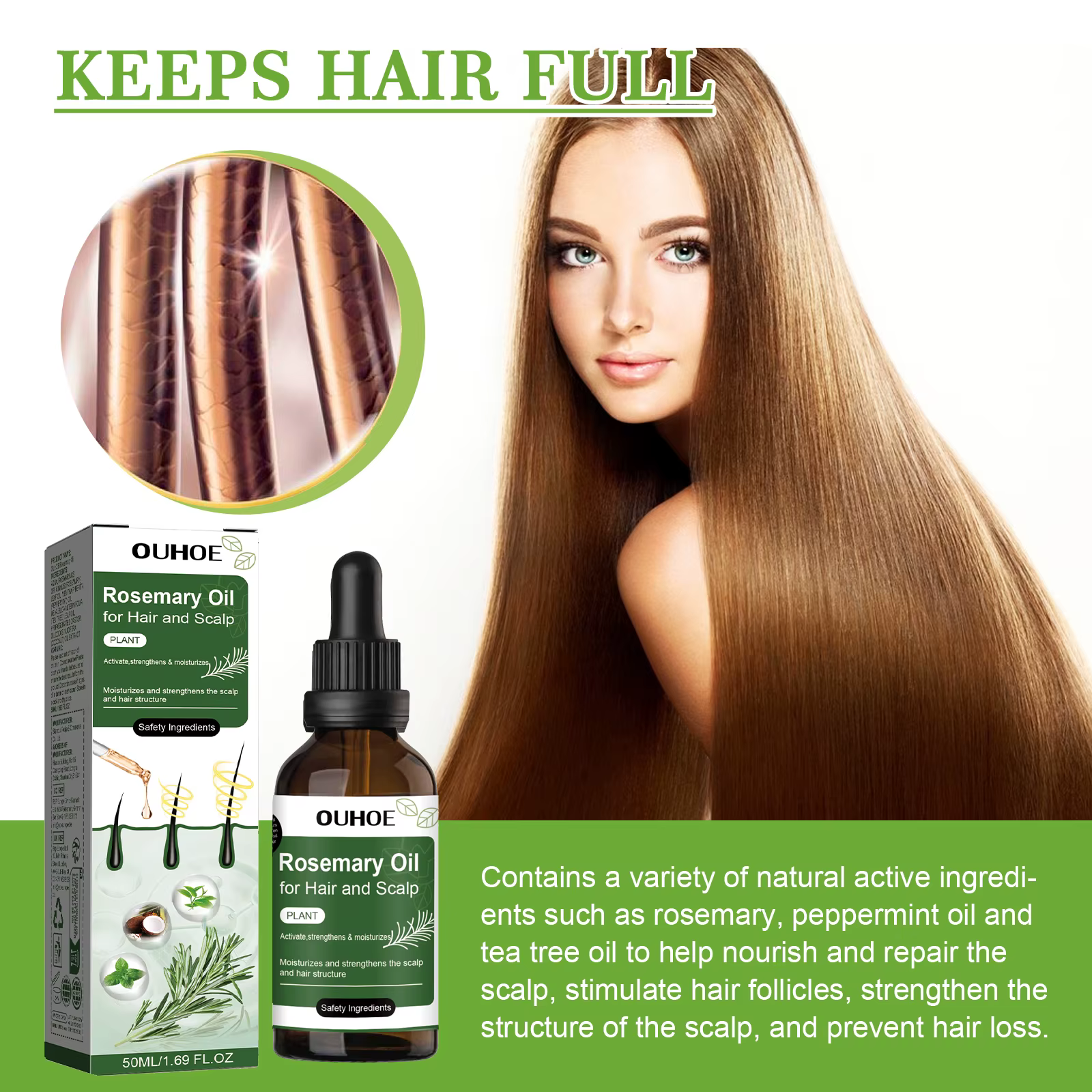 Huile Essentielle de Romarin pour Soins Capillaires Anti-Chute