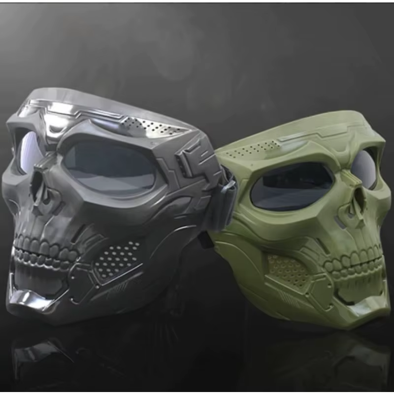 Masque de crâne complet coupe-vent – Lunettes colorées, motif squelette, parfait pour Halloween, jour des morts, cosplay