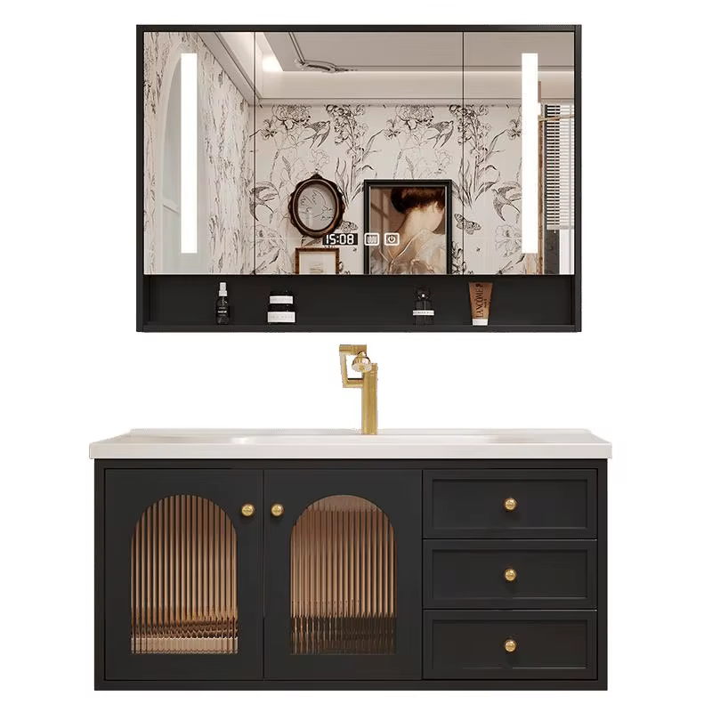 Meubles de rangement pour salle de bain, meubles d'intérieur modulaires, meuble-lavabo double vasque imperméable, armoire de salle de bain personnalisable