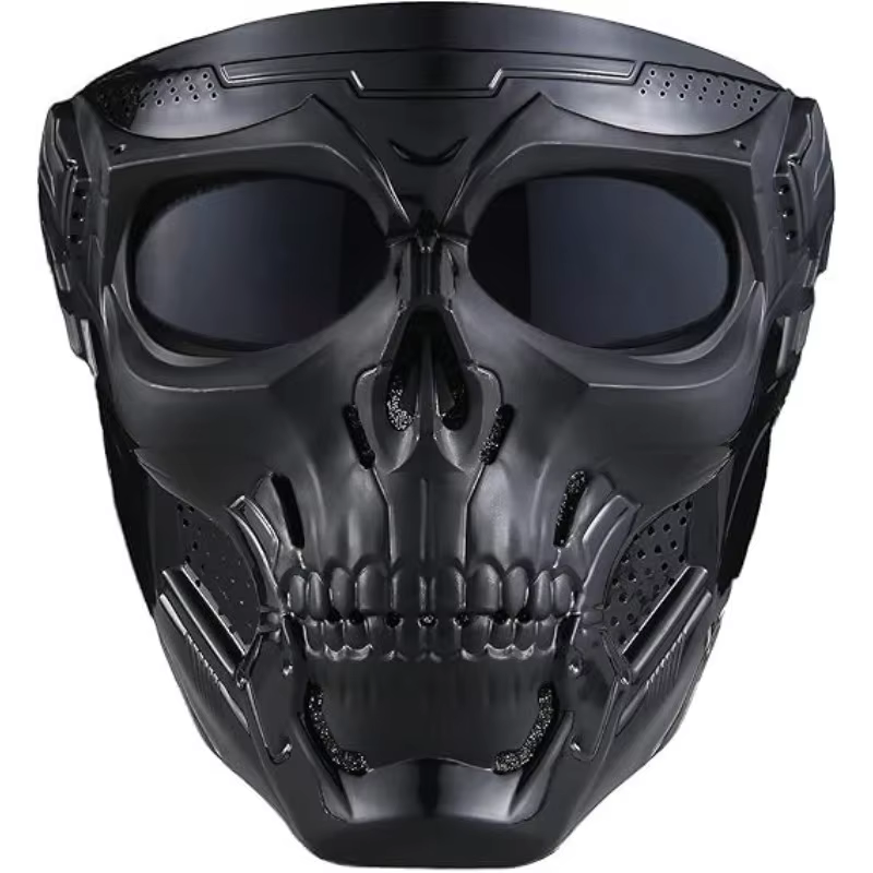 Masque de crâne complet coupe-vent – Lunettes colorées, motif squelette, parfait pour Halloween, jour des morts, cosplay