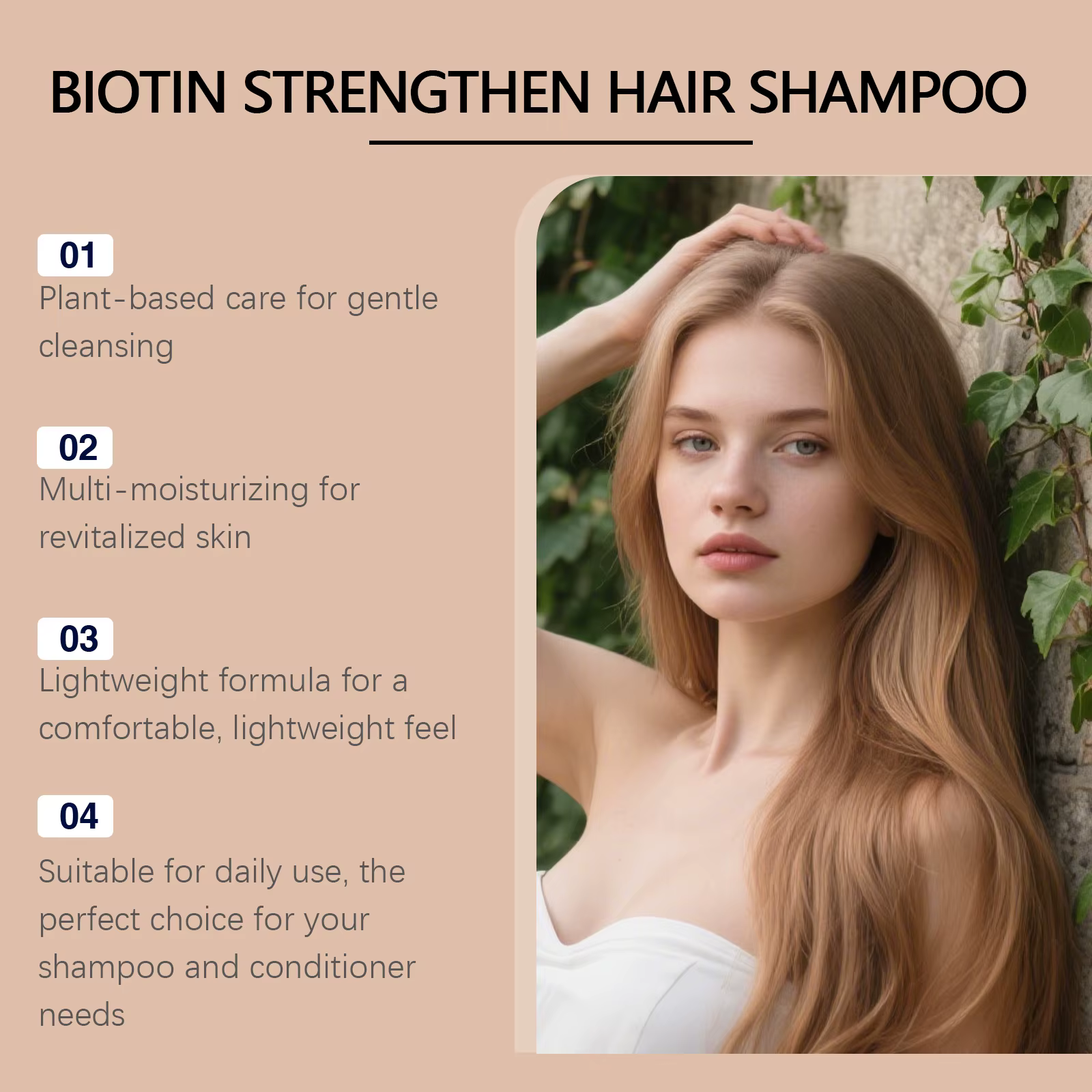 Shampoo à la biotine pour renforcer la croissance des cheveux