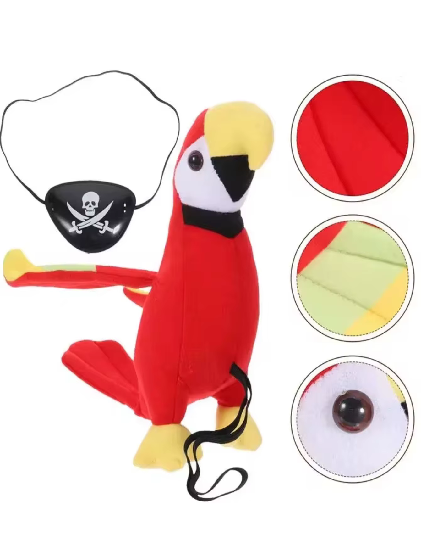 Masque de pirate pour oiseau, ensemble de costume de jeu de rôle, jouet en peluche d'épaule en forme de perroquet, ensemble de costume de pirate, décoration de fête d'Halloween, perroquet