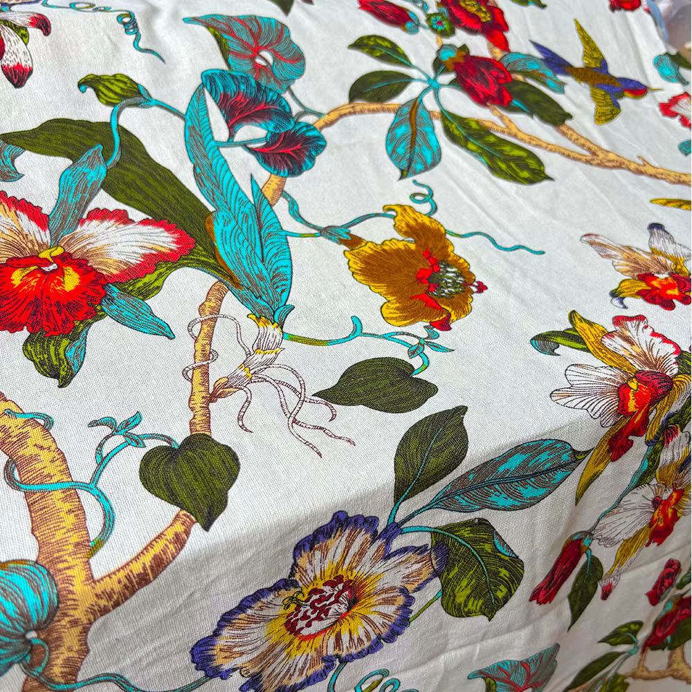 Tissu classique imprimé en coton et lin, motif Floral et oiseau, pour produits doux, couverture, bricolage, Patchwork, vêtements artisanaux, rembourrage de meubles