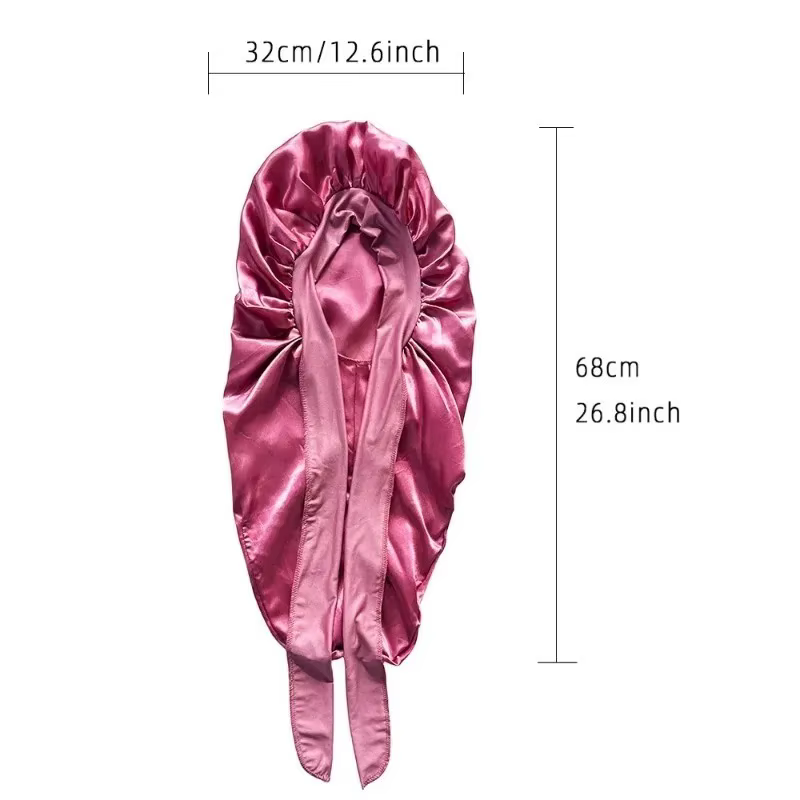 Bonnet de nuit long pour cheveux raides et bouclés