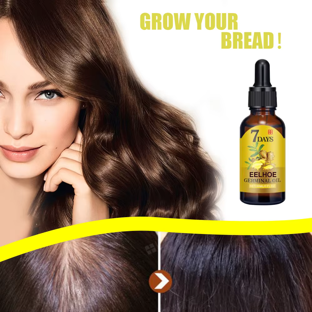 EELHOE Huile de croissance des cheveux au gingembre | Traitement anti-chute naturel essentiel | Solution nutritive hydratante pour tous types de cheveux 40 ml