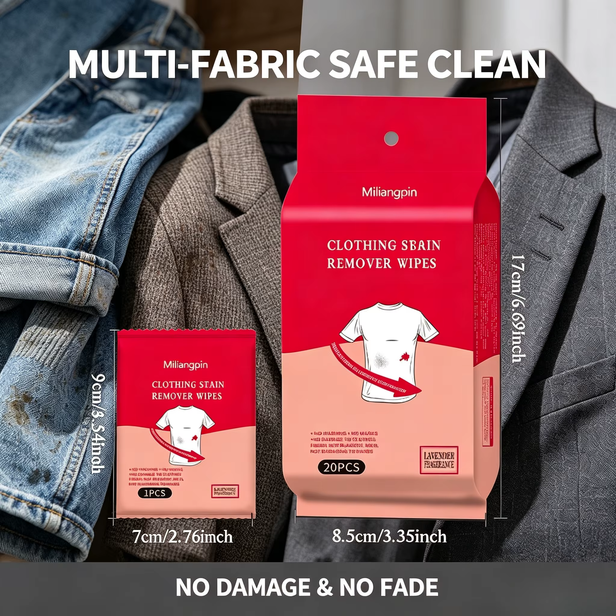 Lingettes nettoyantes pour taches de vêtements, huile dégraissante, pratiques à transporter et à utiliser/consserver pour les voyages en extérieur, emballées individuellement.