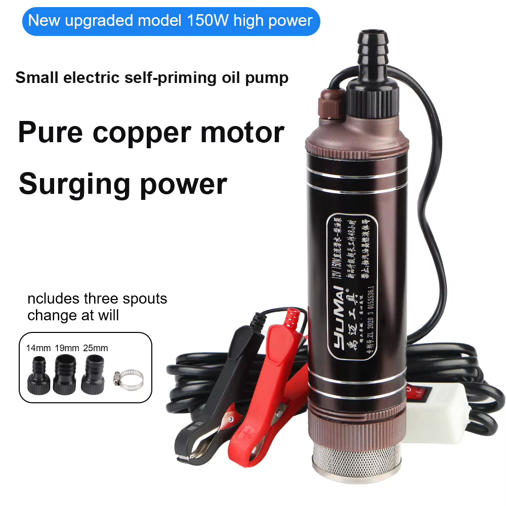 Pompe à huile auto-amorçante haute puissance, Mini coque en alliage d'aluminium 45L/min pour pomper l'huile Diesel, transfert de carburant Submersible, 12V