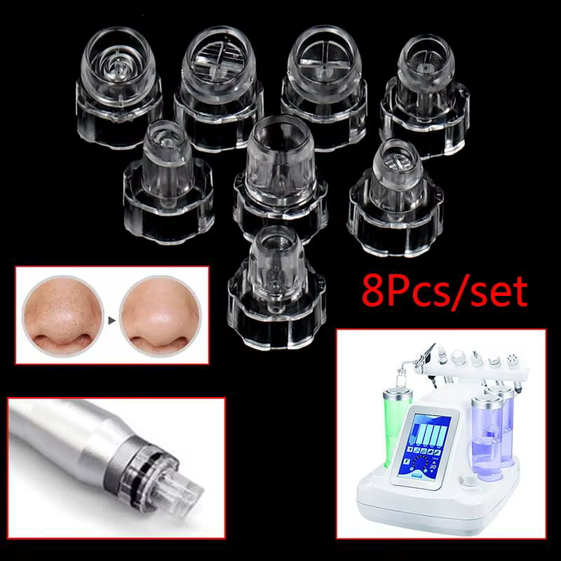 Embouts de rechange pour nettoyant cutané à l'oxygène d'eau, 8 pièces, hygiéniques, jetables, optionnels pour un usage domestique, nettoyage facial en profondeur, beauté
