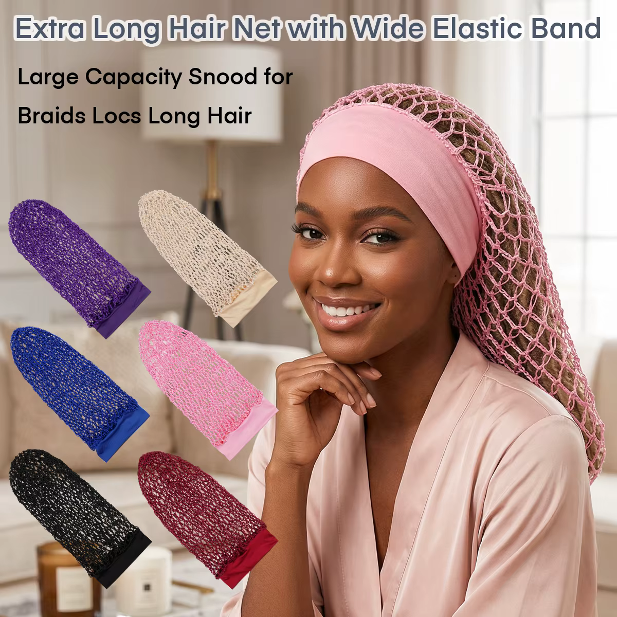 Bonnet de nuit en tricot à longues crochets pour femme