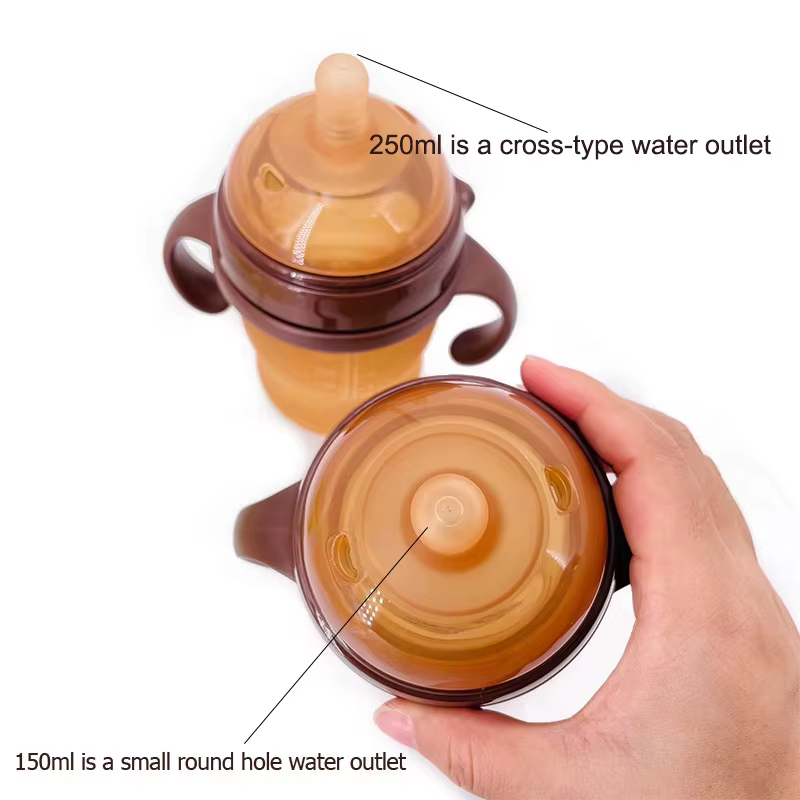 Bouteilles pour nouveau-né en Silicone sans BPA, avec poignée, à large ouverture, 0-36 mois, Anti-étouffement, biberons d'alimentation au lait pour bébé, 150ML/250ML