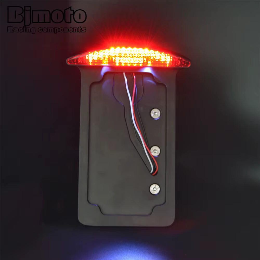 Support de plaque de planificateur de feu stop de frein de moto, support latéral avec feu arrière LED pour Harley Sportsters Bobber Chopper Iron