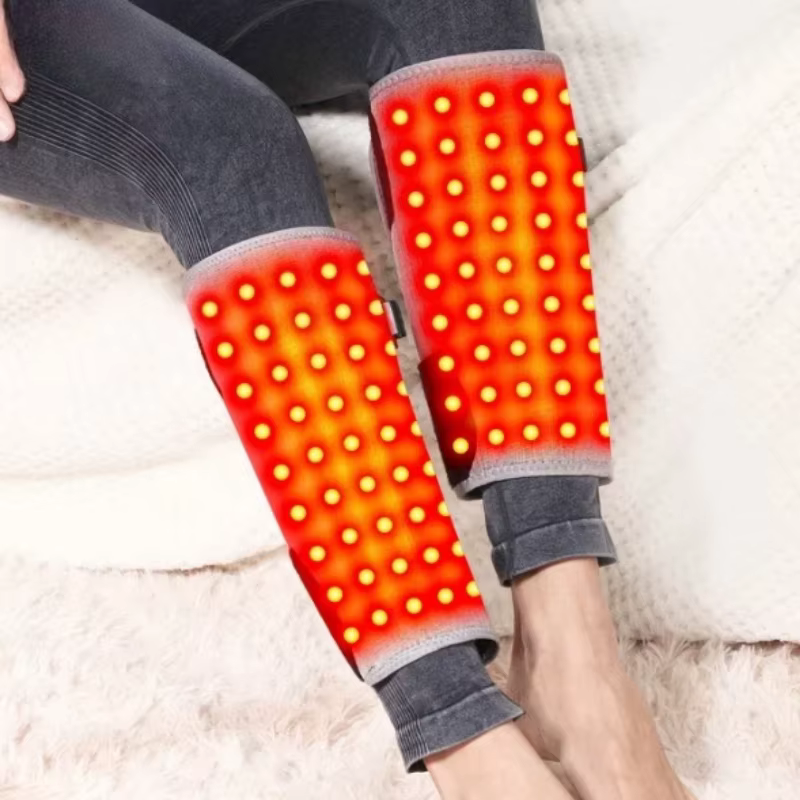 Attelle chauffante à lumière rouge pour mollets, jambes et bras, soulagement de la douleur, anti-fatigue, relaxation musculaire, récupération sportive, massage vibrant à 3 vitesses