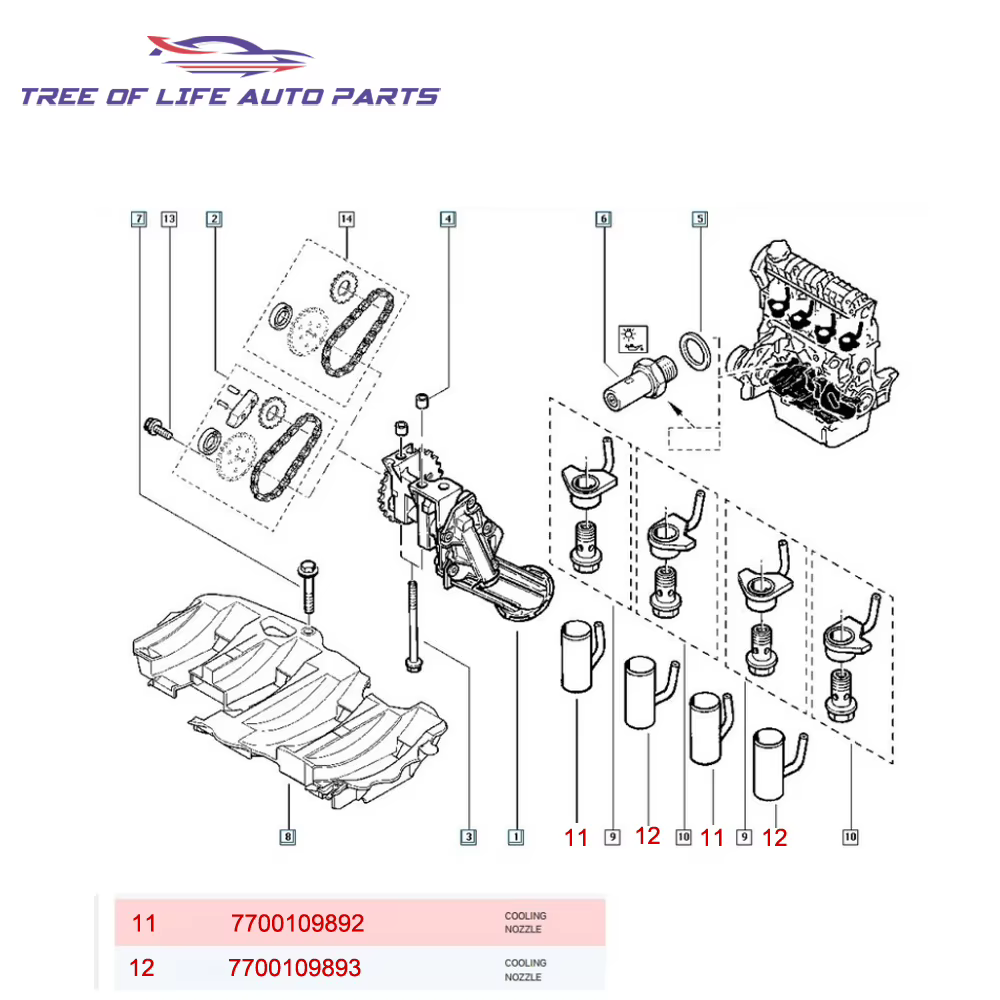Jet d'huile de refroidissement à Piston, 4 pièces, pour Renault Master II Trafic Laguna Scenic 1.9 DCi DTi F9Q 1998 – 2010 7700109893 7700109892