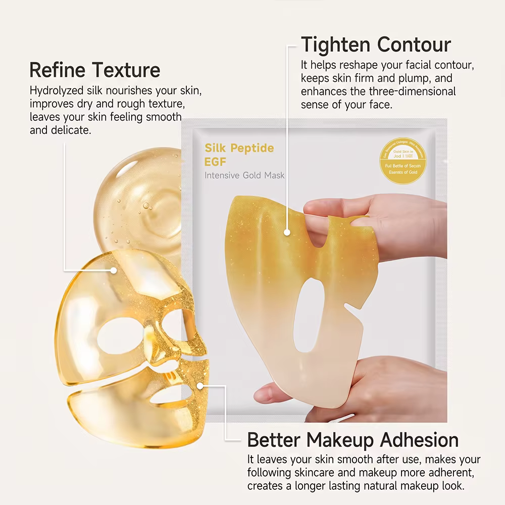Masque hydratant pour le visage Golden Glow, nourrissant, lissant, pour une peau douce, masque en feuille hydratant quotidien