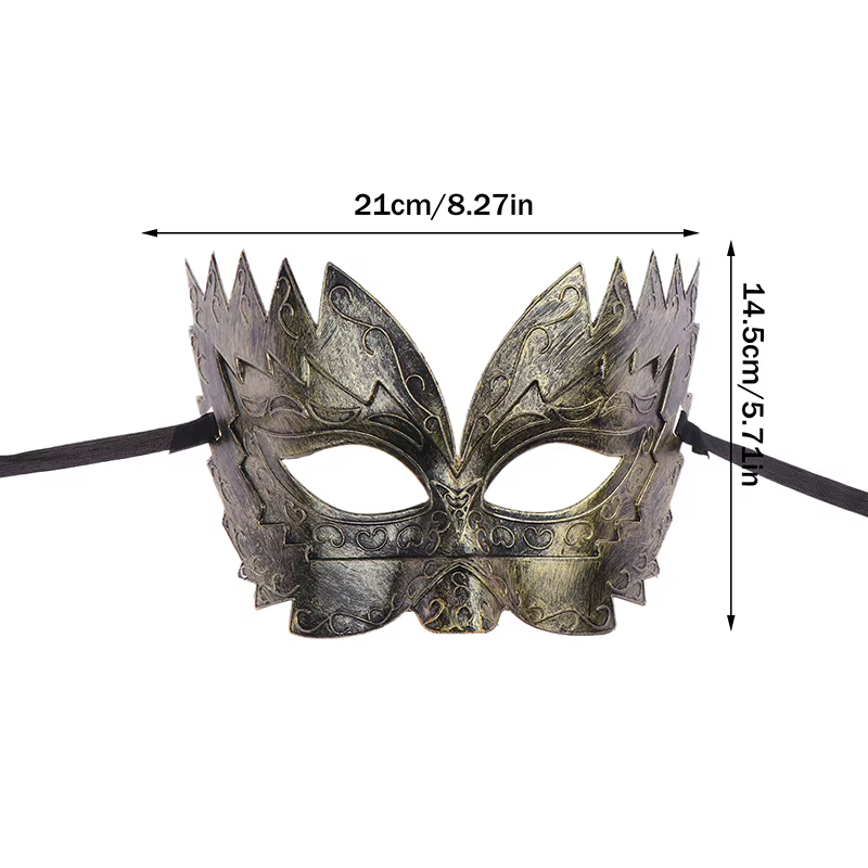 ㉤ Masque de carnaval vintage, masque demi-visage en plastique doré et argenté, masque de fête d'Halloween pour femmes et hommes, 1 pièce