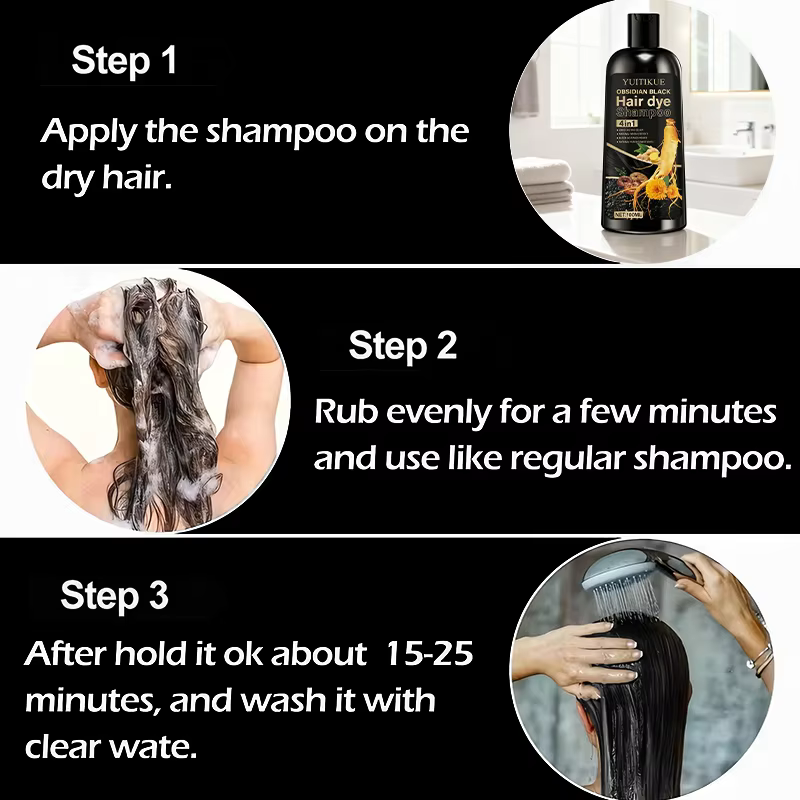 Shampoing colorant capillaire noir obsidienne 100 ml - Formule végétale 4 en 1