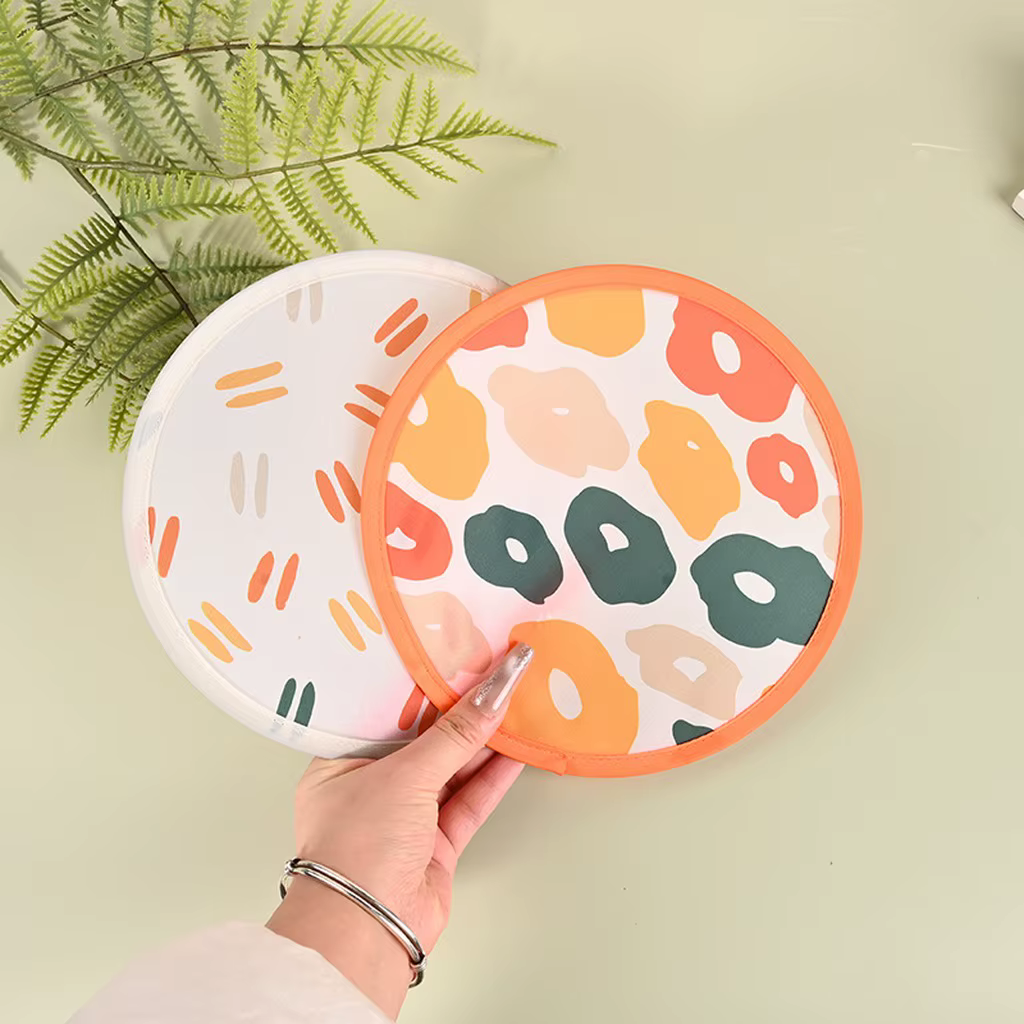 Éventail pliable rond à motifs floraux, style japonais, éventail portatif compact pour l'été