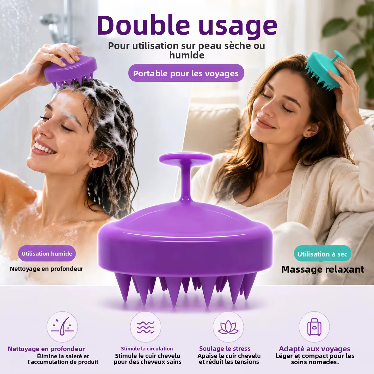 Brosse de massage du cuir chevelu en silicone