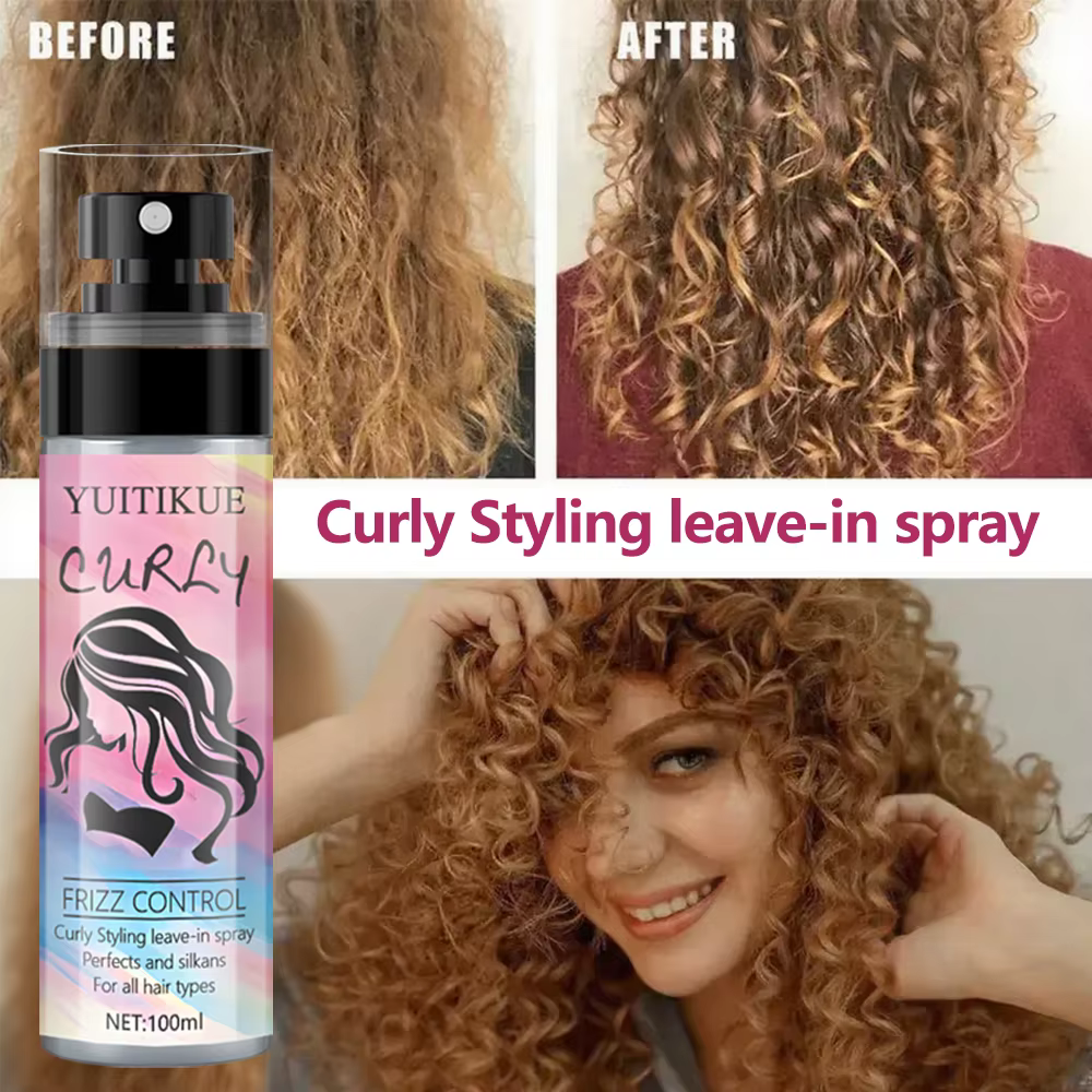 YUITIKUE Spray Coiffant Sans Rinçage pour Cheveux Bouclés