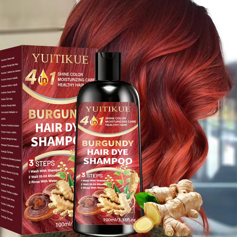 Shampoo colorant capillaire bordeaux 4 en 1