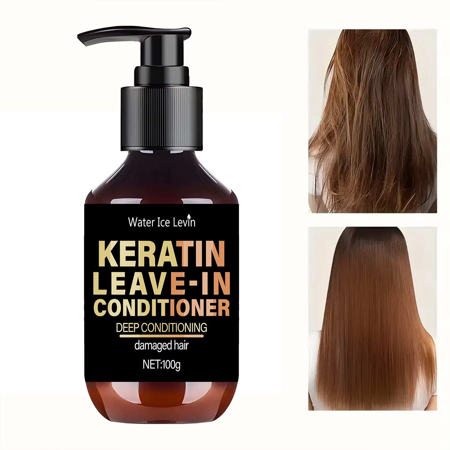 Après-shampooing sans rinçage à la kératine avec biotine et collagène – répare les cheveux endommagés pour une humidité