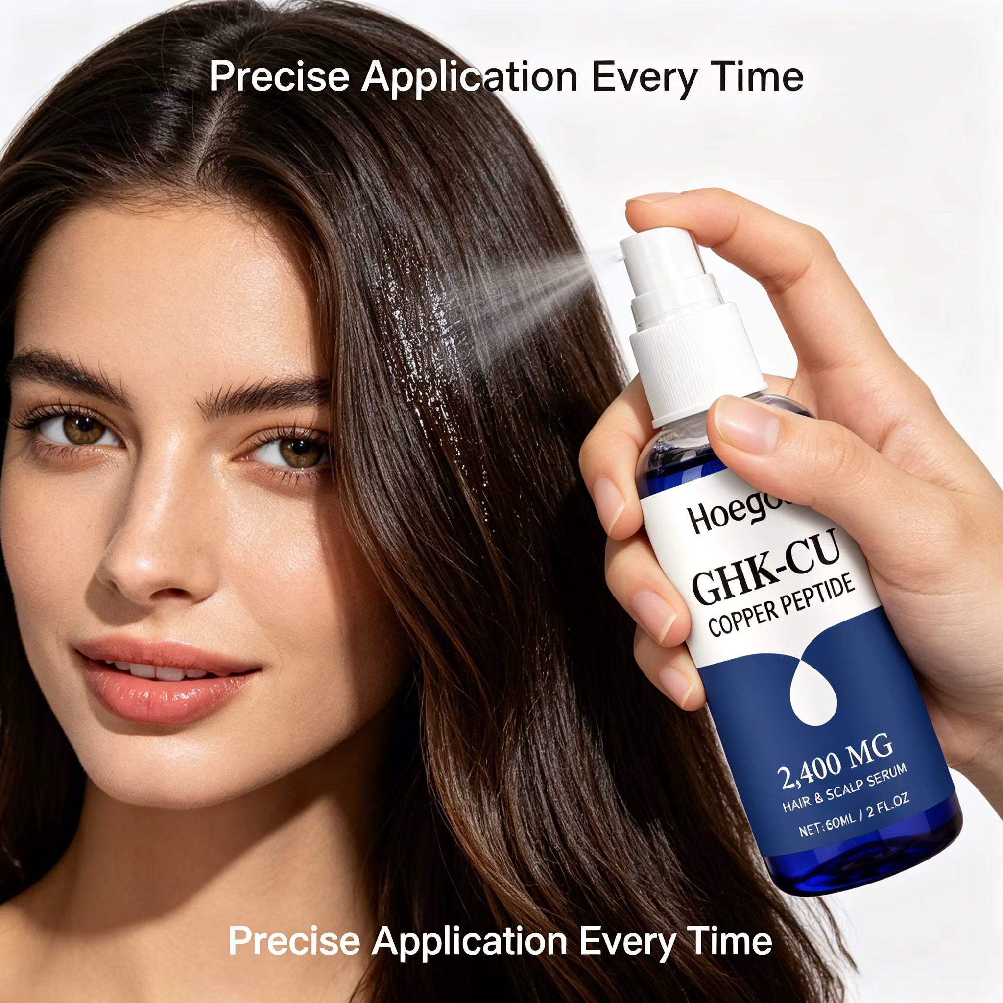 Sérum capillaire Hoegoa Ghk-cu au peptide de cuivre pour réparer les pointes sèches et abîmées, réparer la barrière du cuir chevelu, absorption rapide, essence réparatrice pour les cheveux