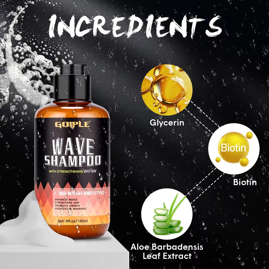 GOIPLE 180ml shampooing ondulé nettoyage en profondeur ou 113g 360 Style pommade pour cheveux haute brillance forte tenue contrôle des couches crème de cire ondulée pour hommes