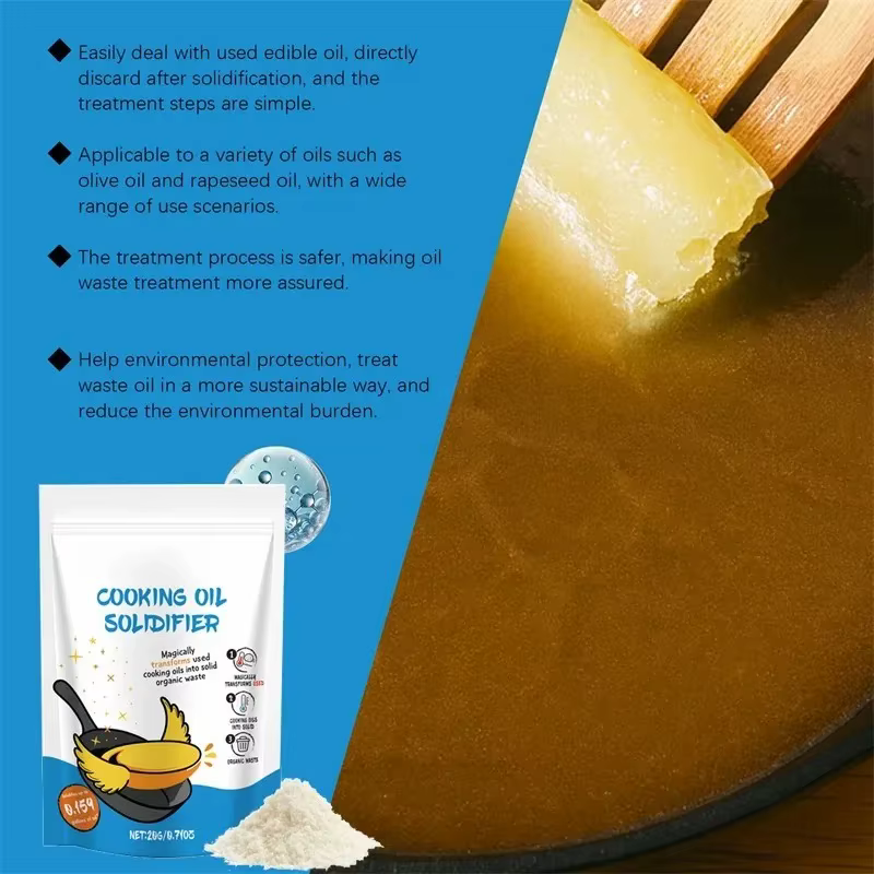 Poudre solidifiante pour huile de cuisson naturelle, durcisseur pour graisse et huile de friture, solution de coagulation pour l'élimination facile des déchets d'huile végétale et de canola