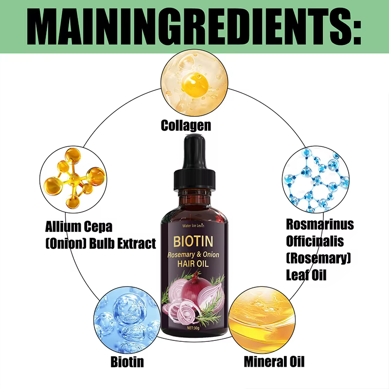 Huile Capillaire Romarin & Oignon au Complexe Vitaminé - Nourriture des Fibres - Soin Avant Brushing