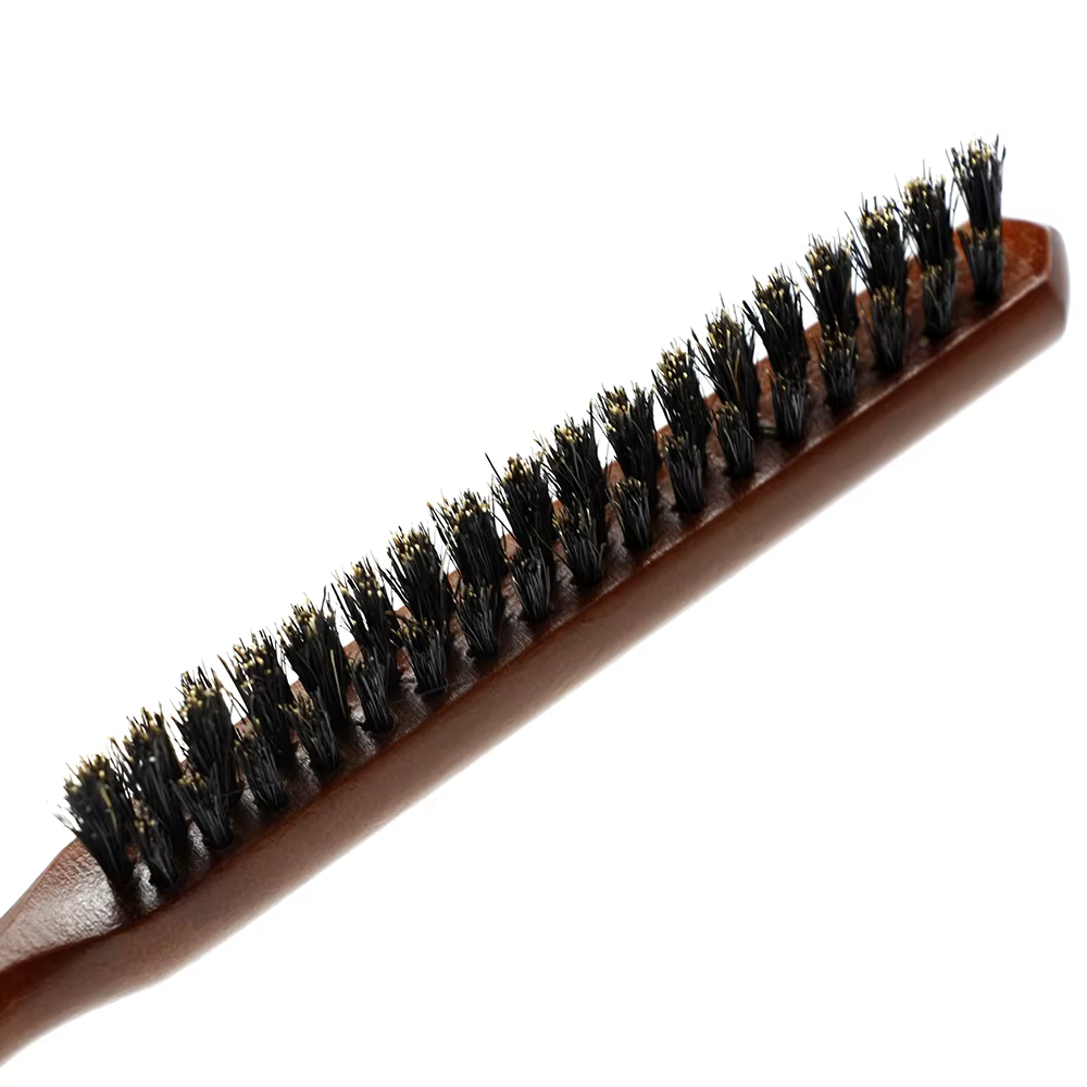 Peigne moelleux en poils de sanglier naturels, manche en bois, brosse à cheveux antistatique, peigne de barbier, Massage du cuir chevelu, outil de coiffure