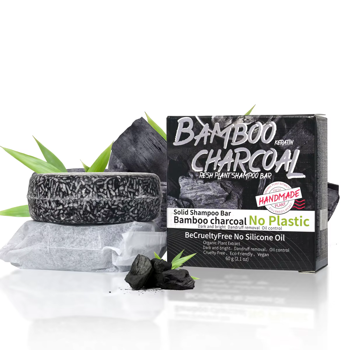 Shampoing solide au charbon de bambou pour homme