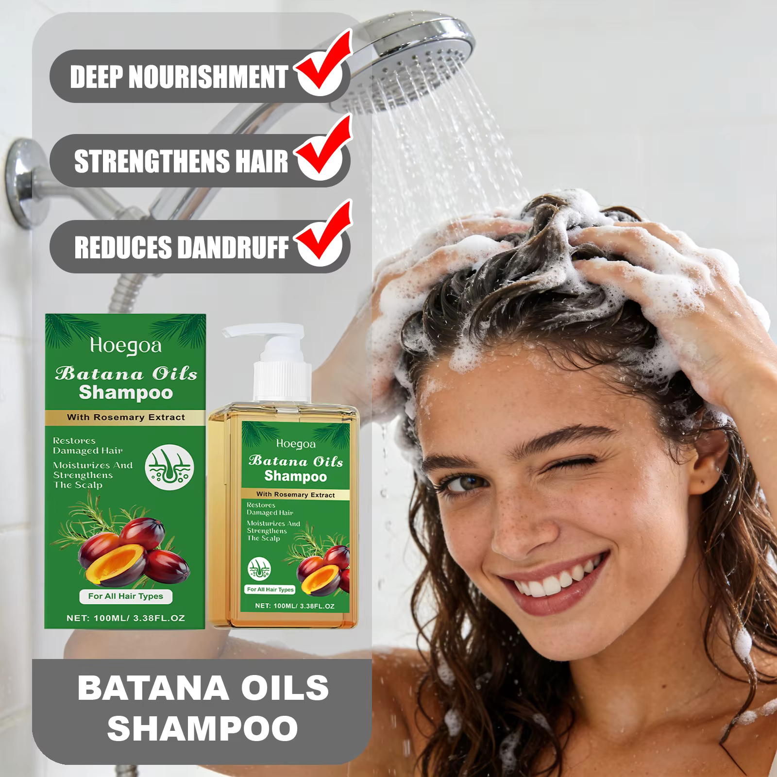 HOEGOA Batana huiles shampooing soin du cuir chevelu complet garder un lustre sain favorise la croissance des cheveux