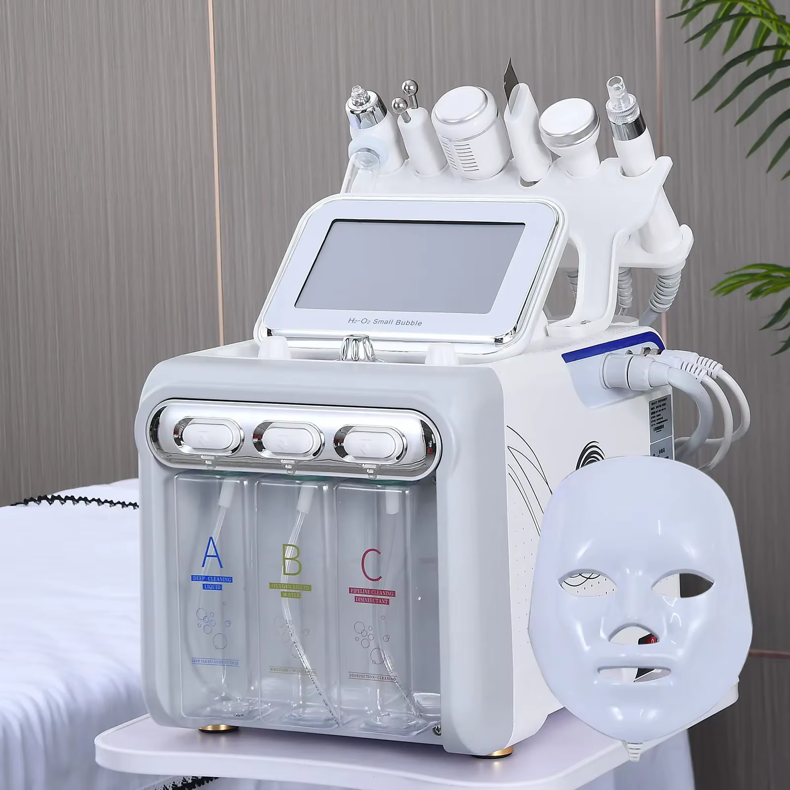 Appareil de nettoyage de la peau et d'élimination des points noirs 7 en 1 H2O2, machine de beauté pour le nettoyage de la peau, hydrofacial, machine faciale, peeling aquatique