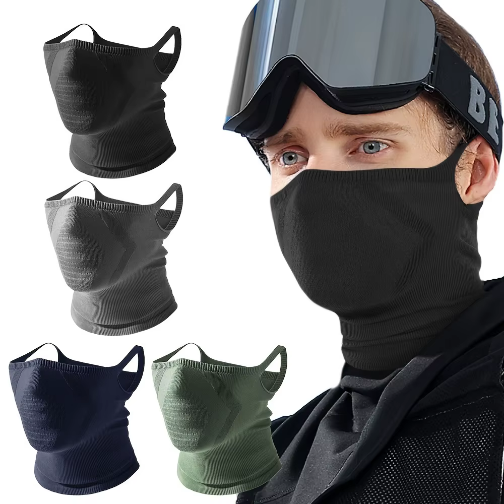 Masque facial de cyclisme suspendu à l'oreille, couvre-tête de masque de cyclisme coupe-vent, masque de protection du cou respirant et chaud