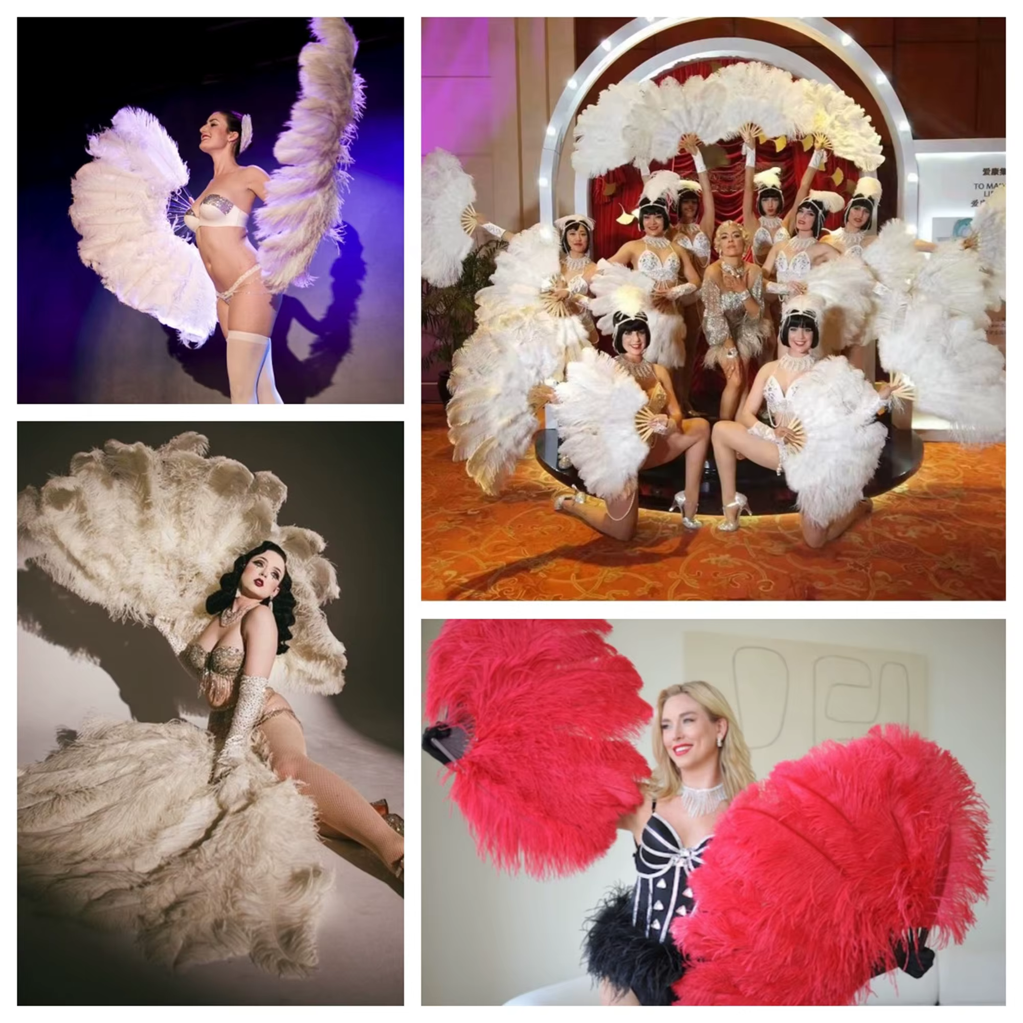 Grands éventails jaunes en plumes d'autruche, éventail pliable à main pour danse, différents Styles, accessoires de fête, spectacle sur scène