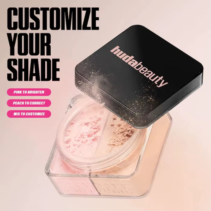 HudaBeauty Easy Bake Poudre Libre Éclaircissante et Correctrice Duo Longue Tenue Contrôle du Sébum Maquillage Naturel Éclatant Imperméable