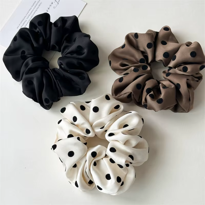 Chouchous en Satin simples pour femmes coréennes, bandeau à pointe ondulée pour filles, support queue de cheval, bandes en caoutchouc, attaches pour cheveux, accessoires pour cheveux