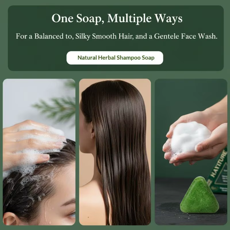 Shampoo solide anti-pelliculaire à base de feuilles d'arborvitae, nettoie en douceur et fortifie les cheveux fragiles pour hommes et femmes