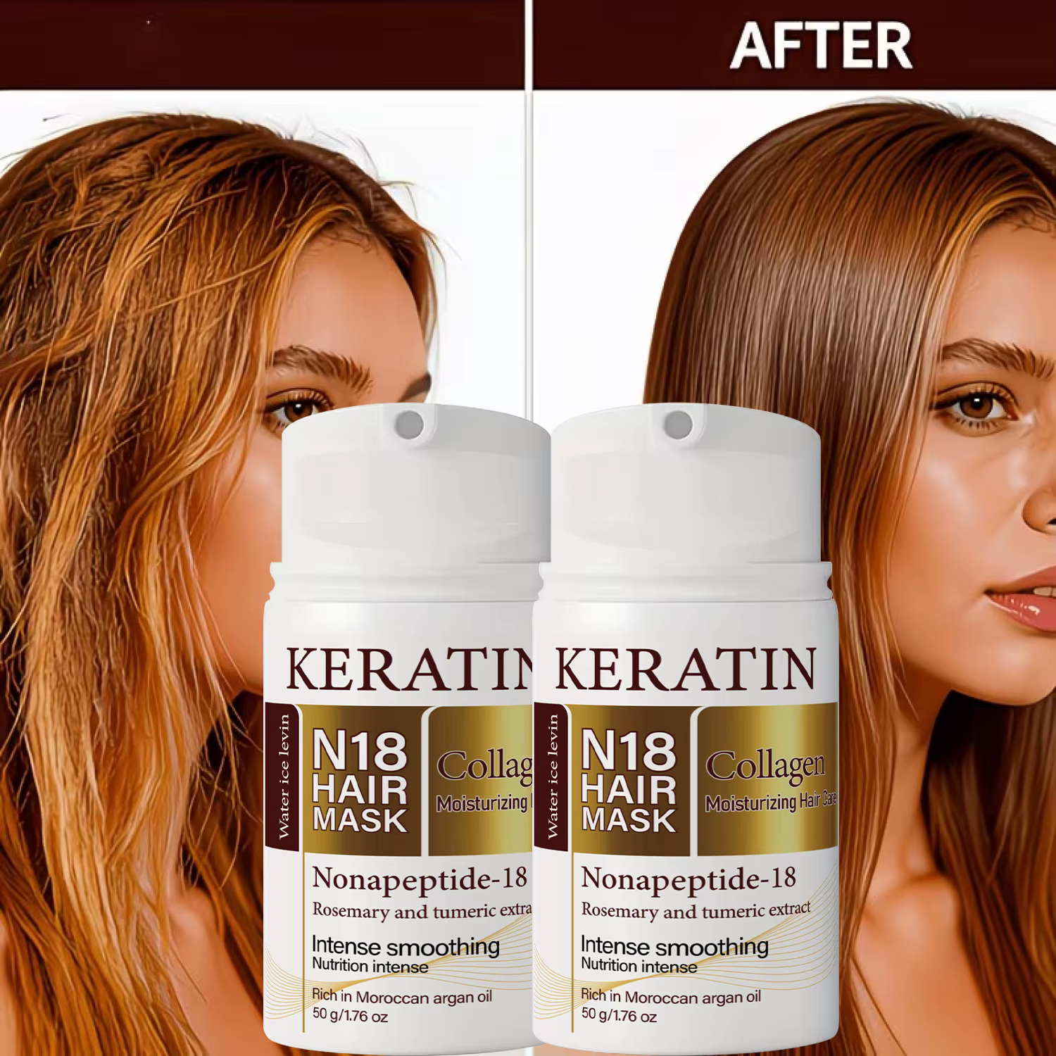 Masque Capillaire à la Kératine et Collagène – Traitement Lissant Intense pour Cheveux Secs et Abîmés, Nourrissant – 50g