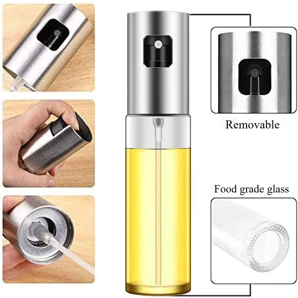 Pulvérisateur d'huile en verre pour la cuisine, vaporisateur d'huile d'olive pour salade, barbecue, cuisine, pâtisserie, bouteille vide pour vinaigre
