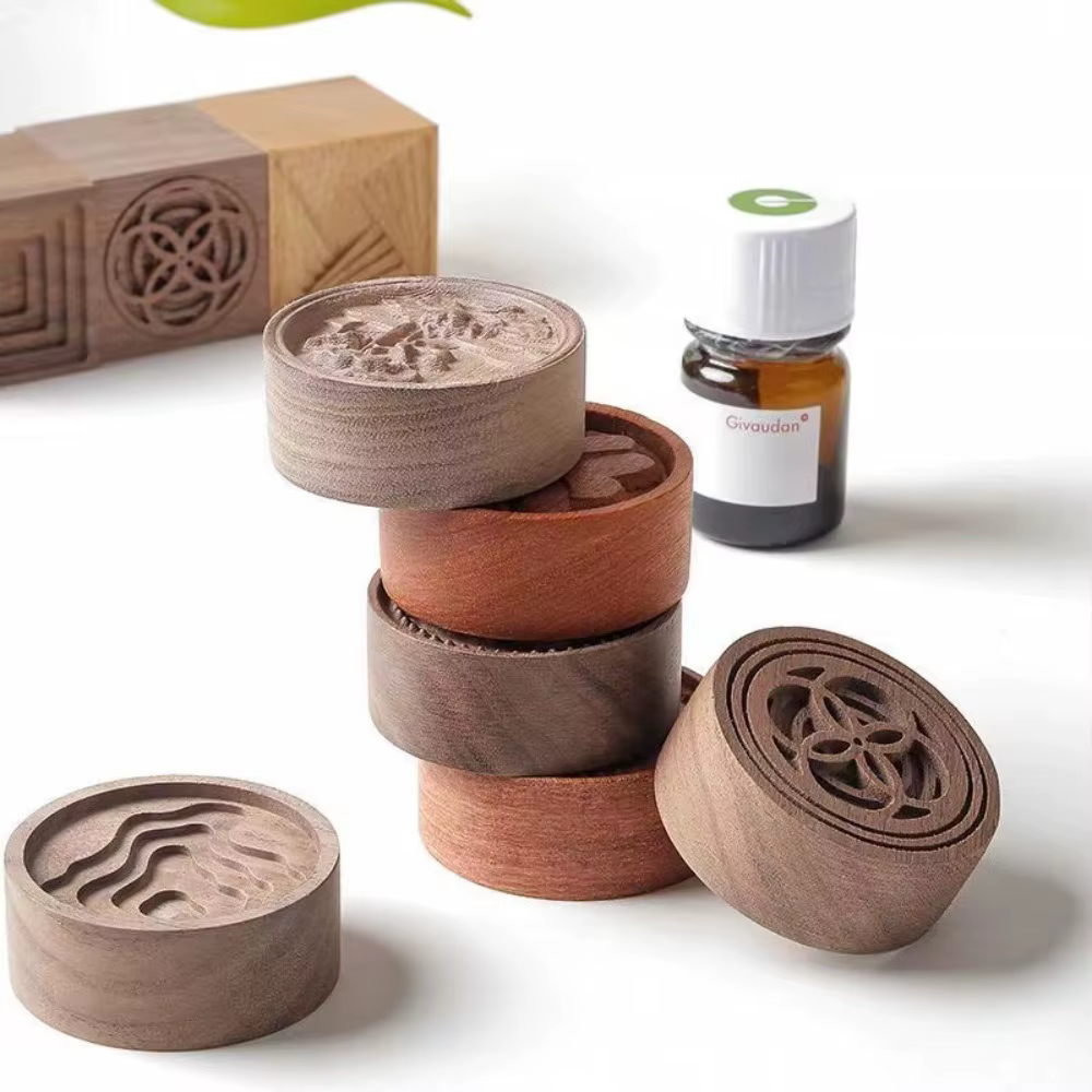 Nouveau diffuseur d'huile essentielle en bois Portable diffuseur Floral en bois longue durée lentement volatile rafraîchissant sommeil ornements en bois