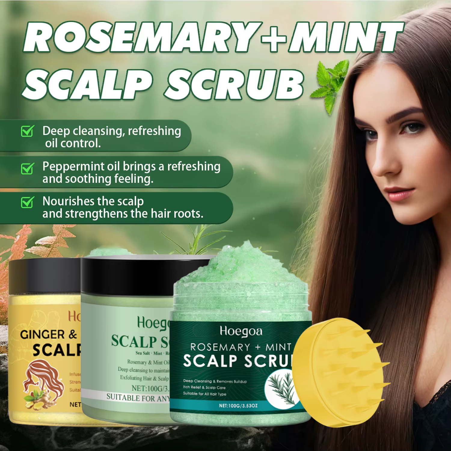 Shampoing exfoliant au romarin/gingembre pour le cuir chevelu