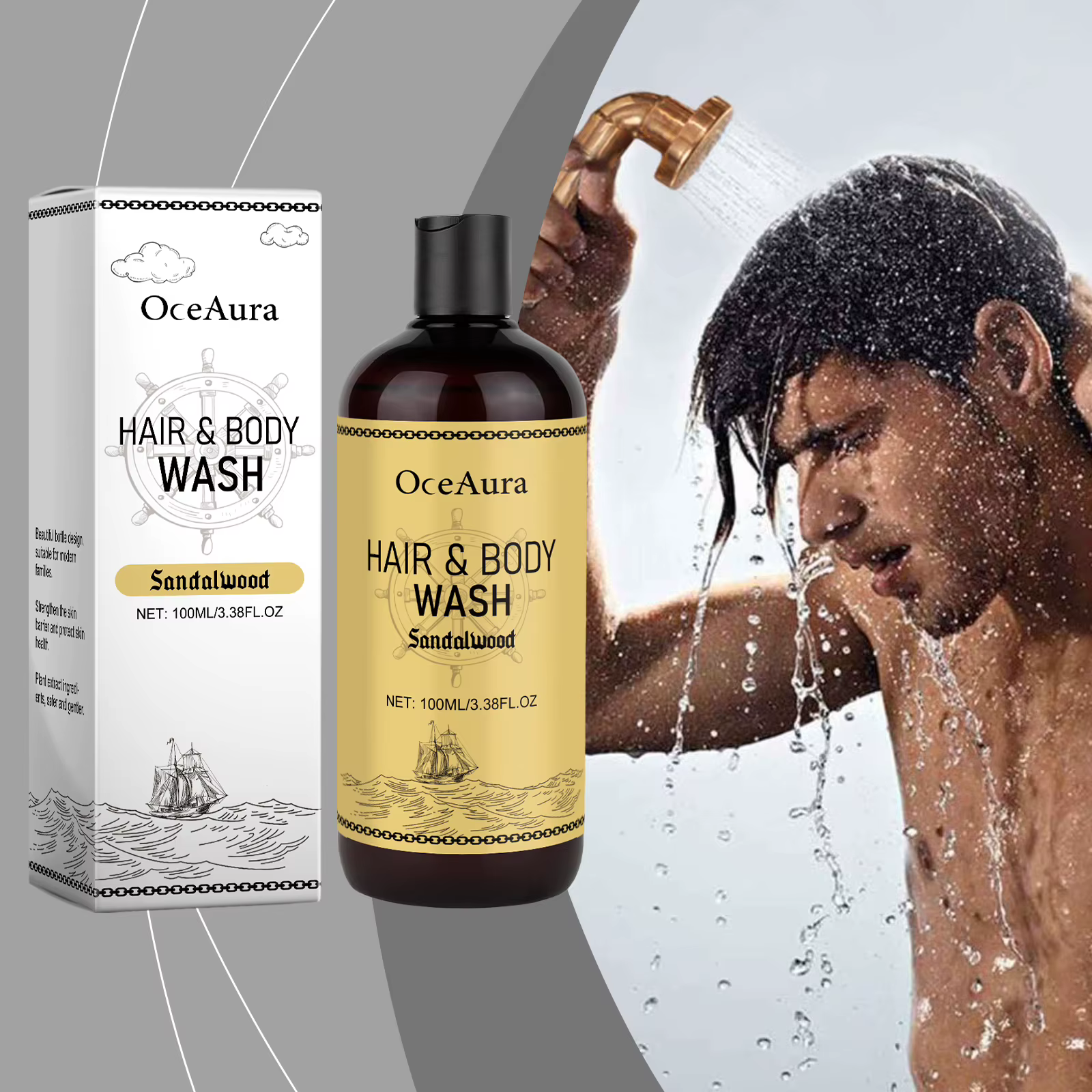 Shampoing et nettoyant pour le corps 2 en 1 pour homme
