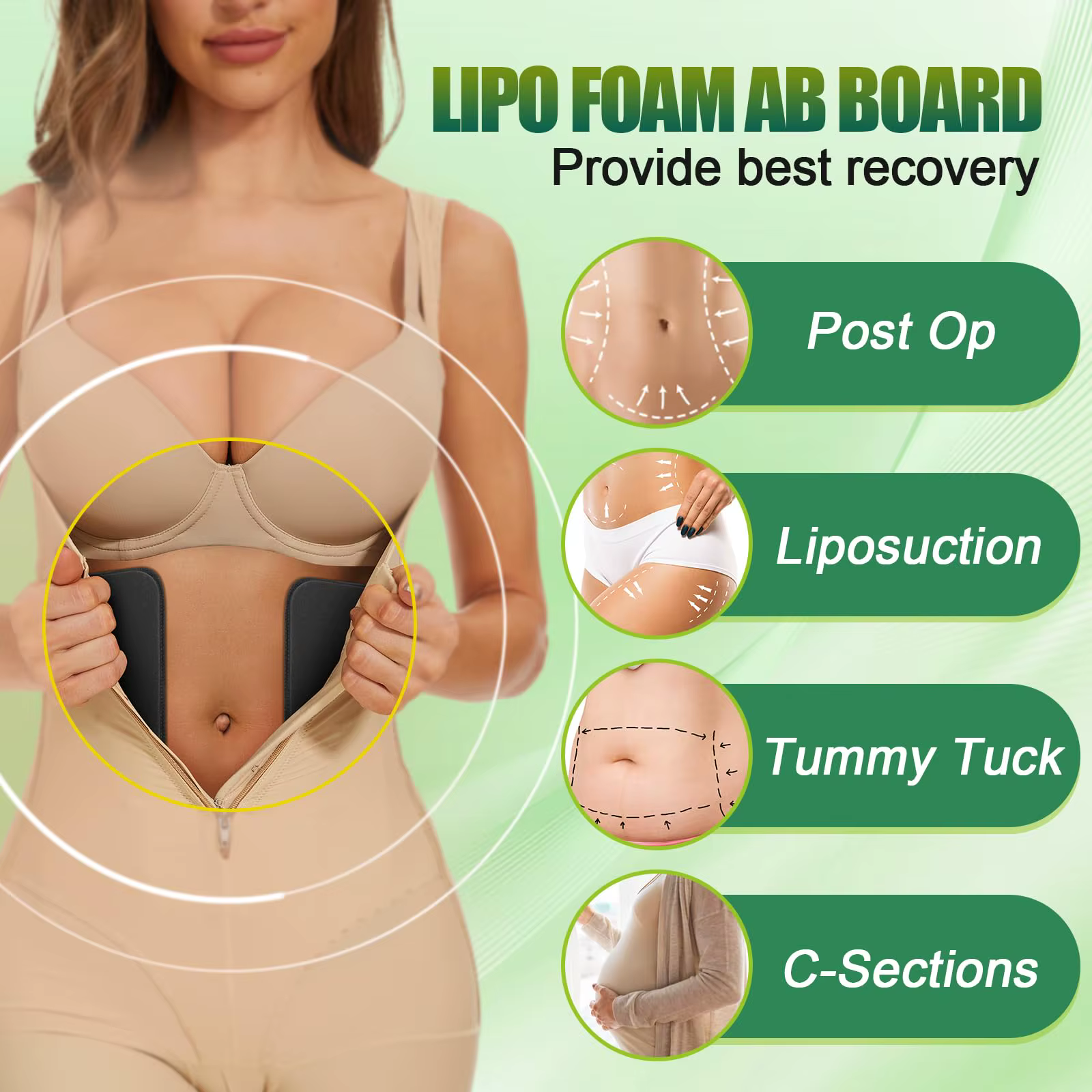 Mouleuse lombaire en mousse Lipo BBL panneau arrière liposuccion post-chirurgie Tabla Moldeadora post-chirurgicale pour Fajas Colombianas Shapewear