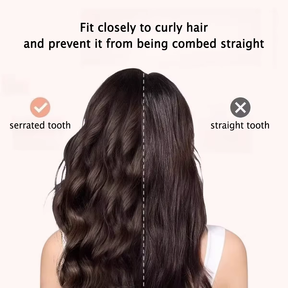 1 peigne à double rangée de dents ondulées pour cheveux bouclés
