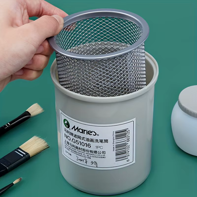 Nettoyant pour pinceaux à peinture, nettoyant pour pinceaux Portable anti-fuite avec couvercle et filtre, peinture à l'huile, aquarelle, peinture acrylique pour adultes